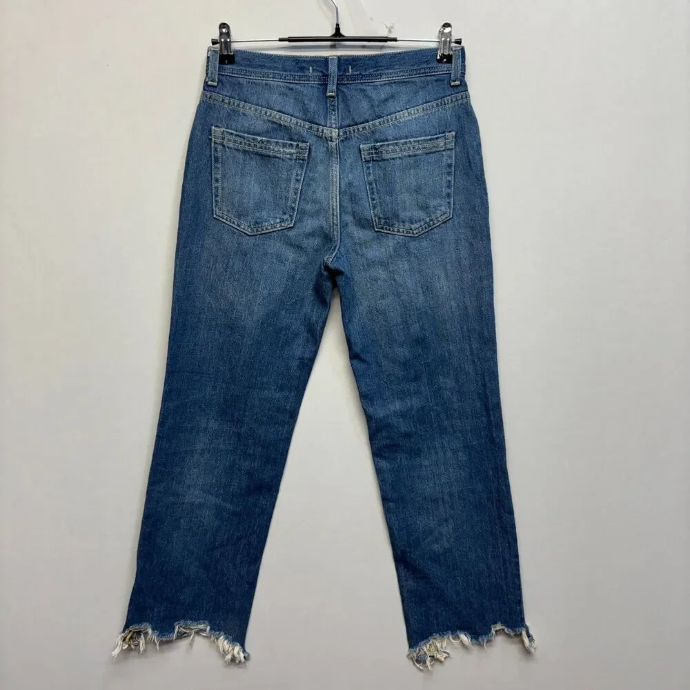 Free People We The Free Women Wide Leg Jeans Size 26 Distressed Denim D120 -12